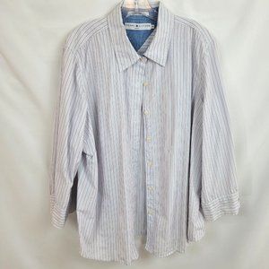 Tommy Hilfiger Woman Size 20 Button Down Shirt Top Long Sleeve Stripes Cotton